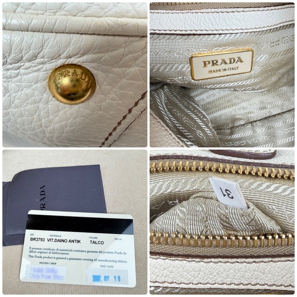 Prada Vitello Daino Antik Leather Hobo Shoulder Tote – Ivory - Picture 12 of 16